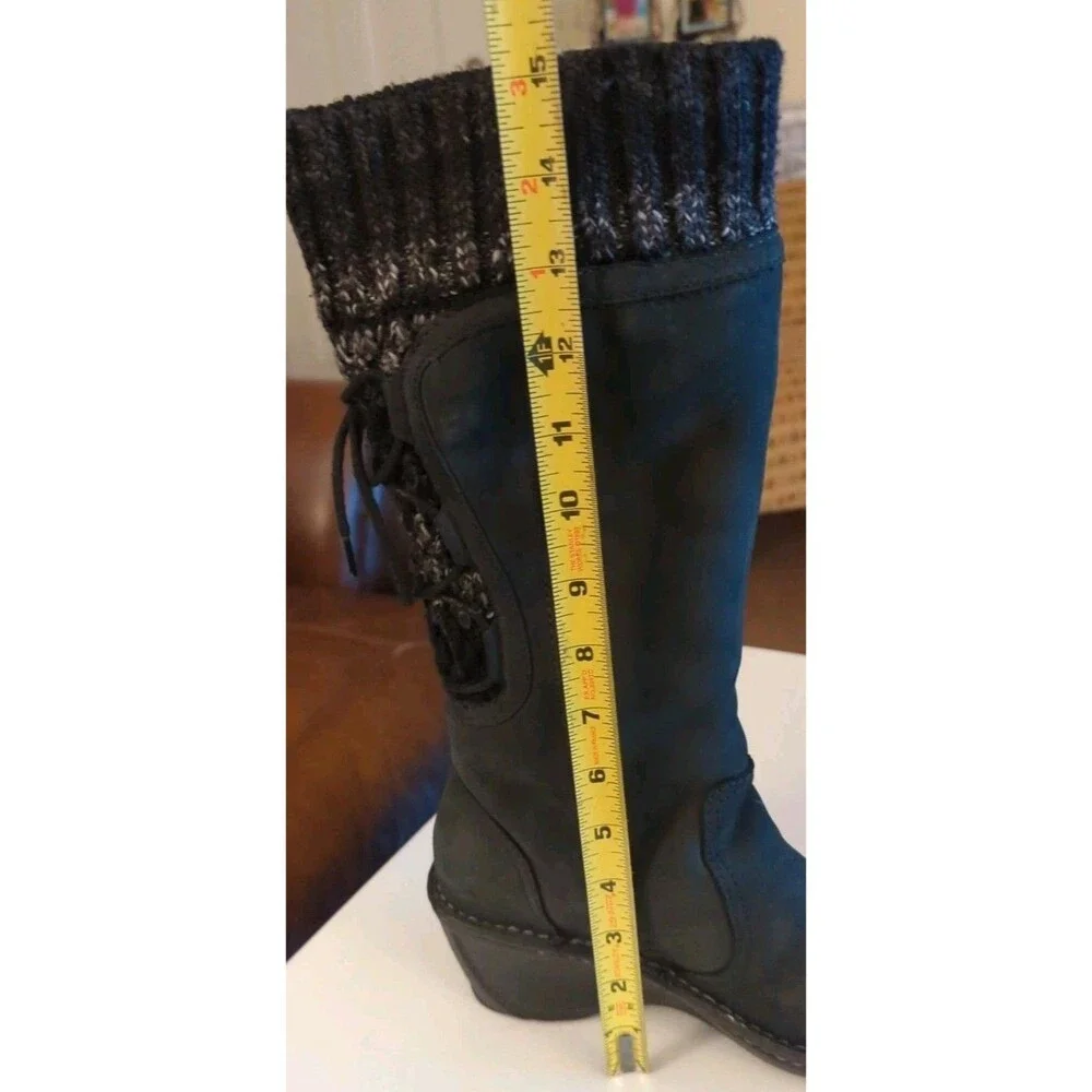 UGG Women's Skylair Tall Black Suede Leather Sheepskin Lined Wedge Boots Size 7 - Picture 11 of 11